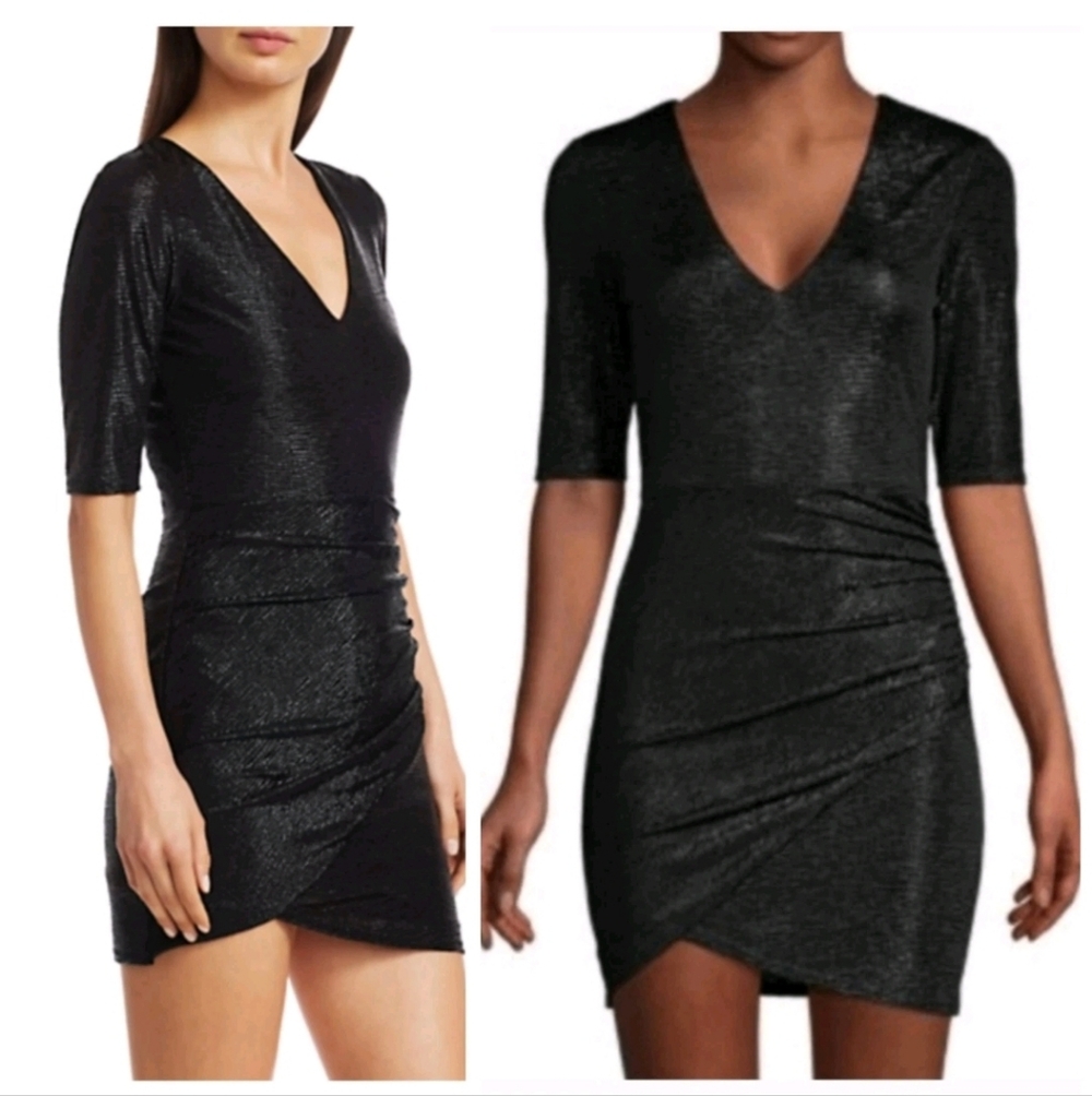 Alice + Olivia Judy Ruched Metallic Dress Size 10 NWT